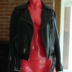 All Saints Leather Biker Jacket US 2